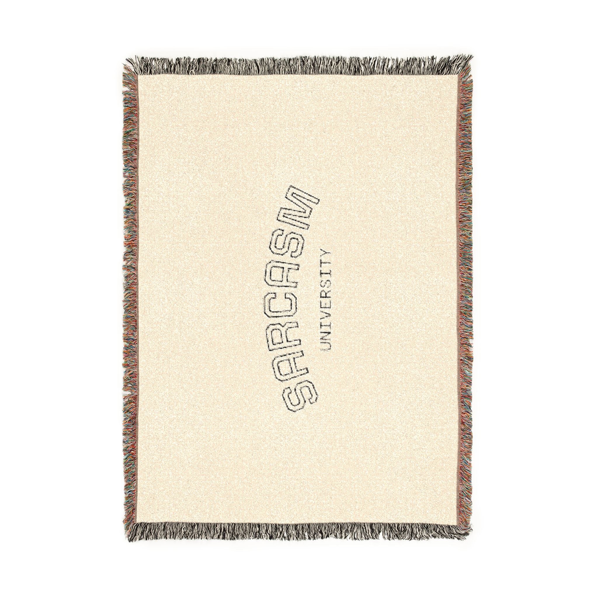 Sarcasm Woven Blanket — Cozy Throw with 'Sarcasm' Embroidered Arch