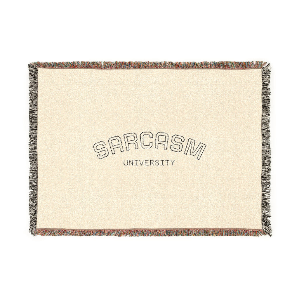 Sarcasm Woven Blanket — Cozy Throw with 'Sarcasm' Embroidered Arch