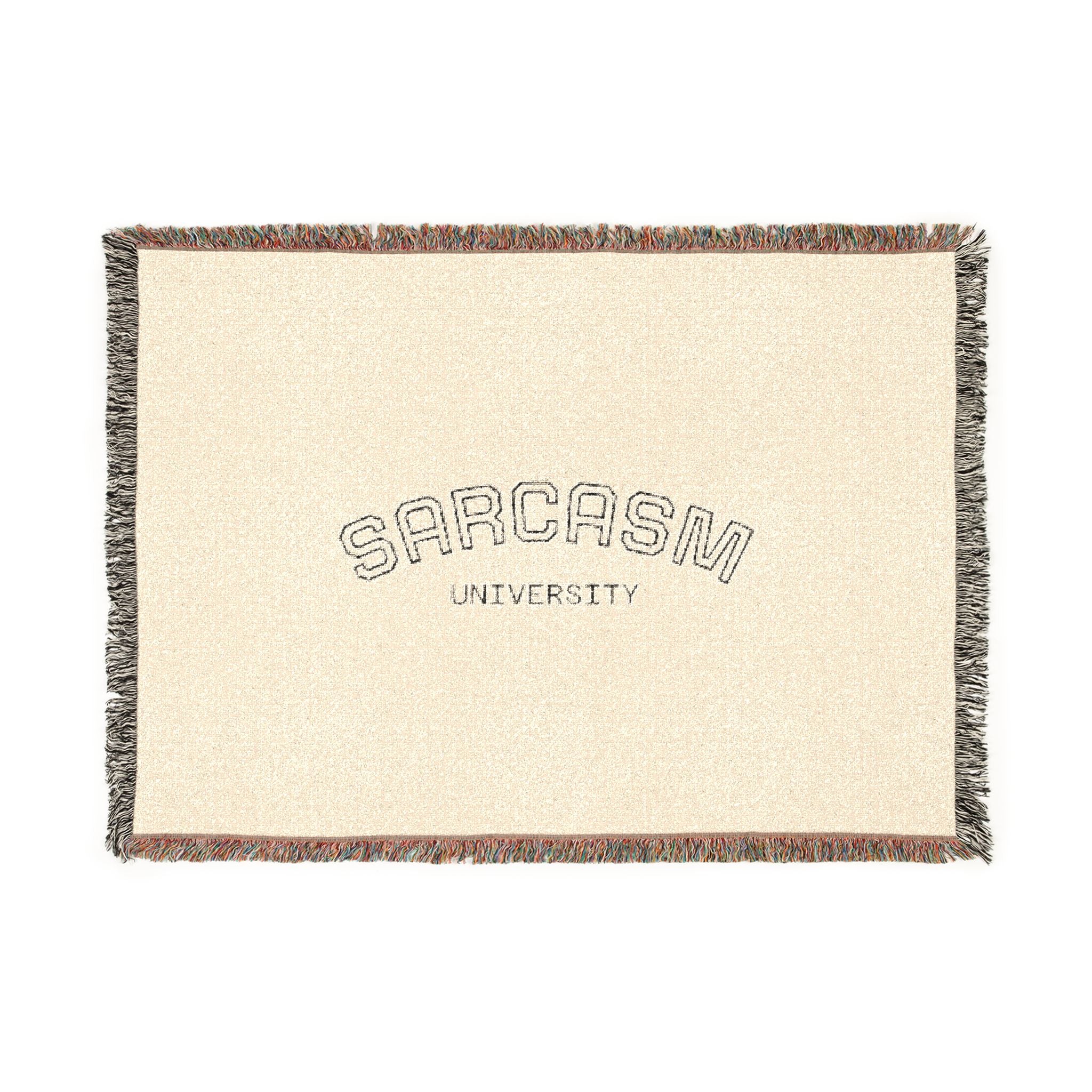 Sarcasm Woven Blanket — Cozy Throw with 'Sarcasm' Embroidered Arch