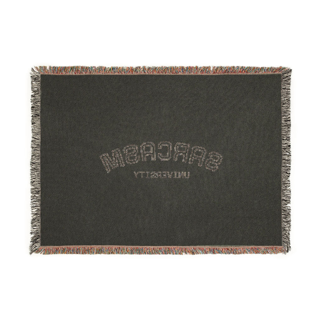 Sarcasm Woven Blanket — Cozy Throw with 'Sarcasm' Embroidered Arch