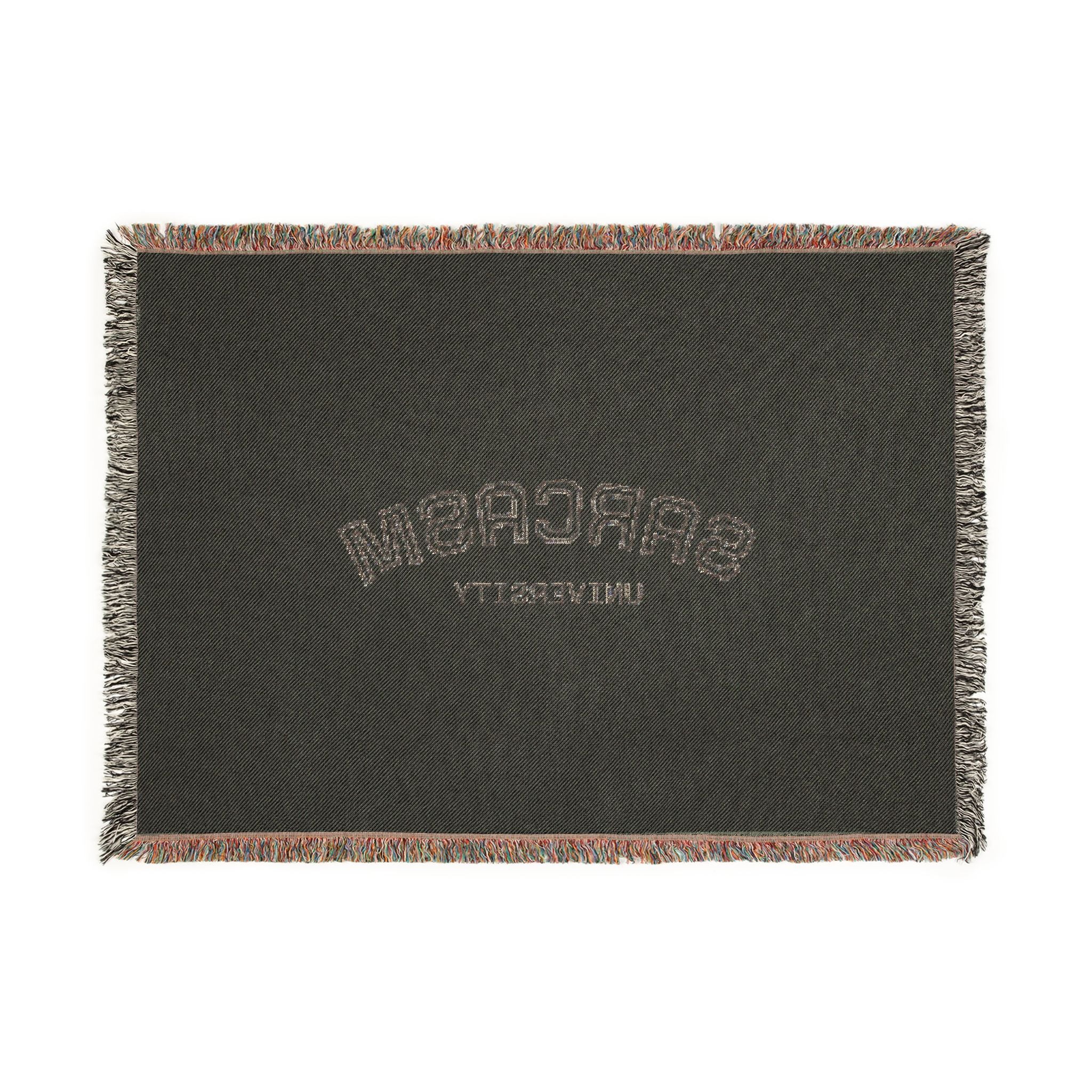 Sarcasm Woven Blanket — Cozy Throw with 'Sarcasm' Embroidered Arch
